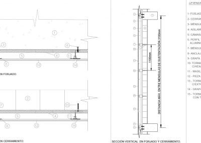 Detalle de fachada ventilada, arquitecto